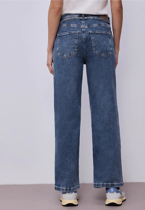 Street One Wide Leg Jeans mit Gürteldetail Style Emee - Länge 30