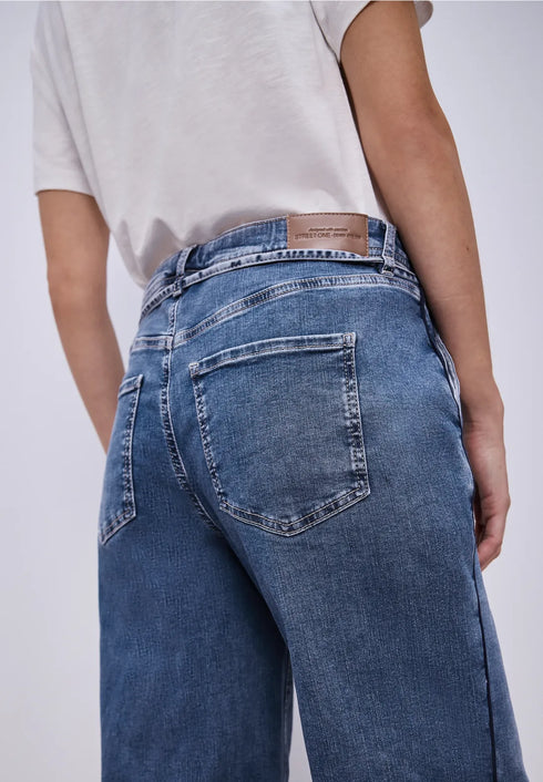 Street One Wide Leg Jeans mit Gürteldetail Style Emee - Länge 30