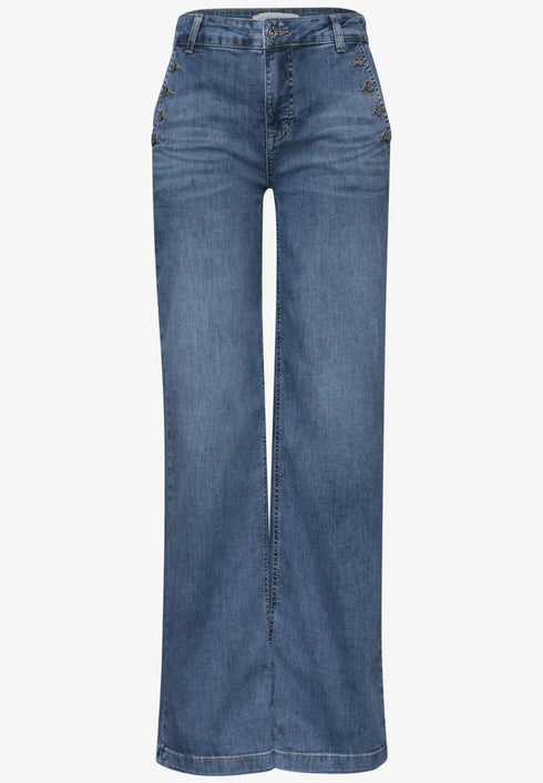 Street One Wide Leg Jeans mit Knopfdetails Style Emee - Länge 30