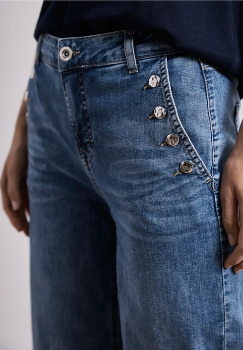Street One Wide Leg Jeans mit Knopfdetails Style Emee - Länge 30