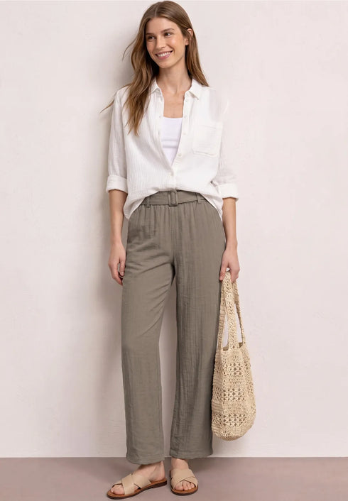 Street One Wide Leg Hose mit Gürtel Casual Fit - Länge 30