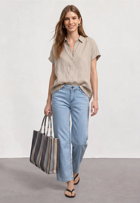 Street One Mid Waist Wide Leg Jeans im Loose Fit - Länge 26 - 381183