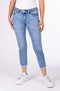Blue Monkey 7Charlotte 11623X Denim 7/8 Skinny braided waistband
