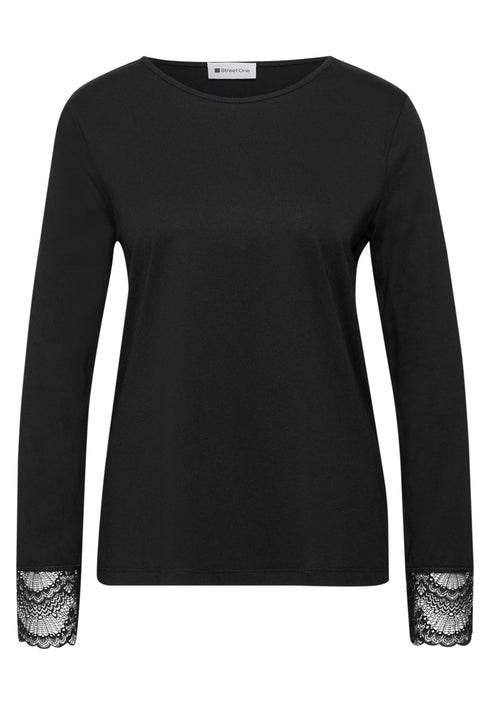 Street One - Shirt with lace at sleeves - 325998