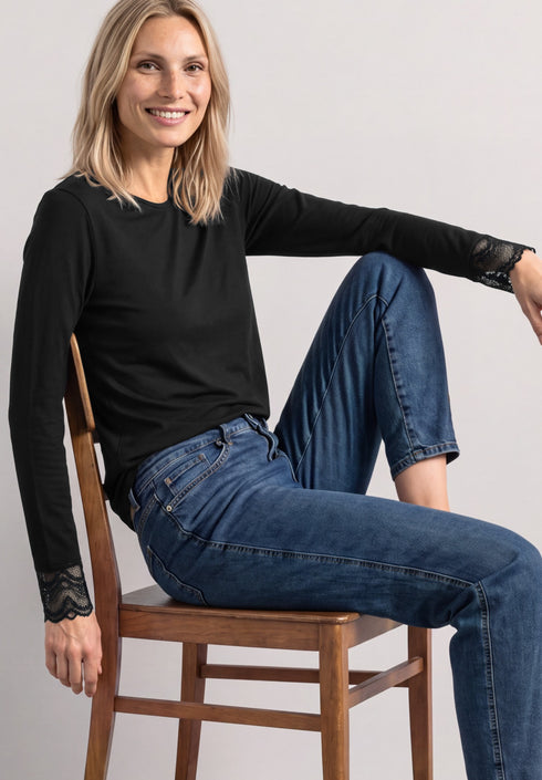Street One - Shirt with lace at sleeves - 325998