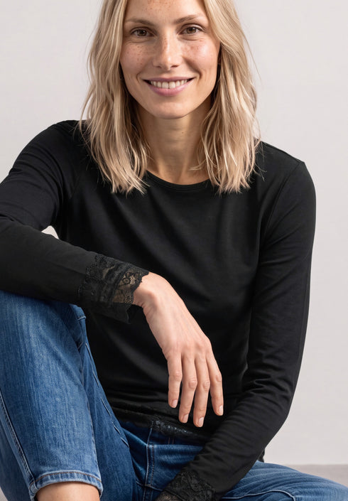 Street One - LTD QR basic shirt with lace cuff - 326162
