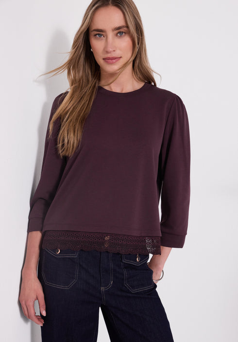 Street One - LTD QR Langarmshirt with lace bottom - 325841