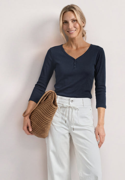 Street One - 3/4-Arm Shirt mit Knopfdetail - 325580