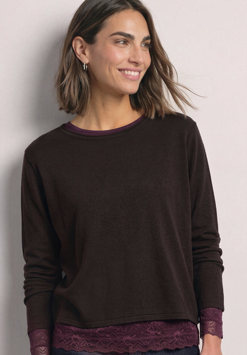 Street One - LTD QR basic shirt with lace cuff - 326162