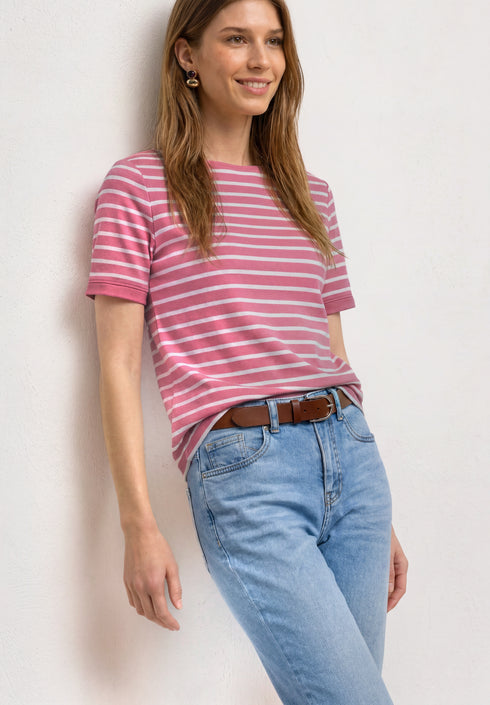 Street One - T-Shirt mit Boat Neck und Streifen - 325572