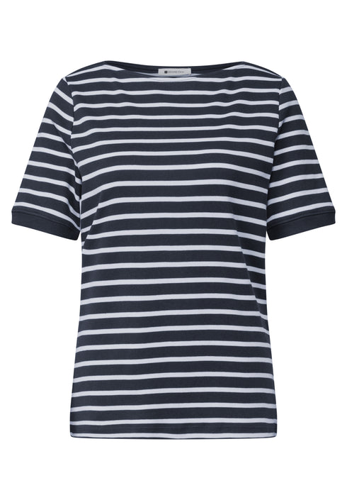 Street One - T-Shirt mit Boat Neck und Streifen - 325572