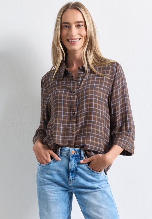 Street One - LTD QR check shirtcollar blouse - 346868