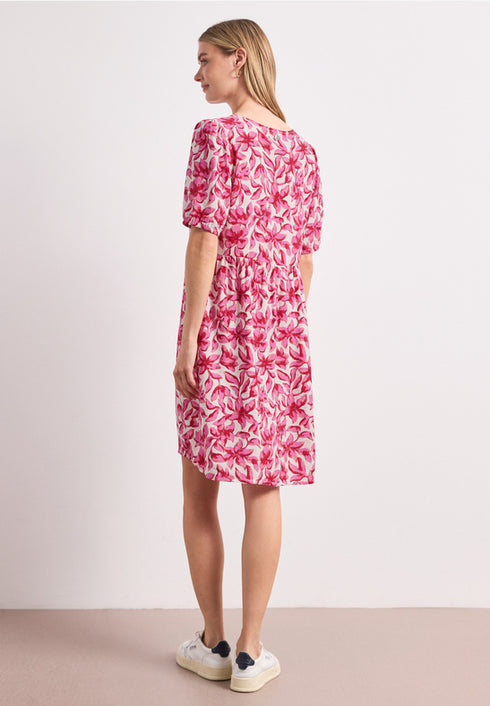 Street One Knielanges Kleid mit Split Neck und Print 144902