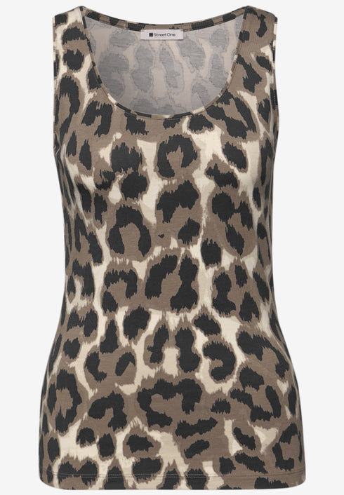 Street One Basic Top mit Rundhals im Leo-Muster