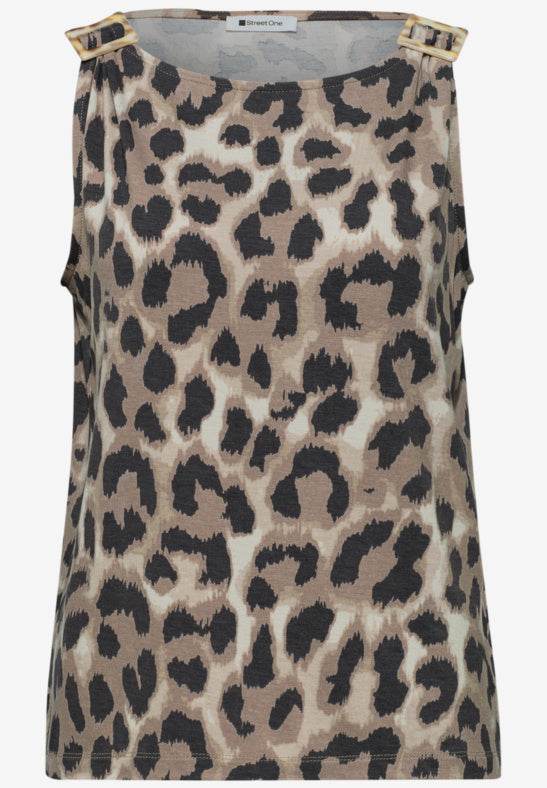 Street One Top mit Rundhals und Schulterdetail