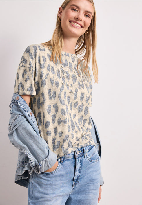 Street One T-Shirt im Ausbrenner-Look mit Leo-Print 325470
