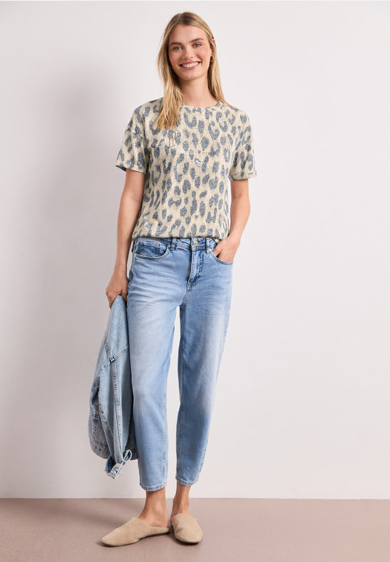 Street One T-Shirt im Ausbrenner-Look mit Leo-Print 325470