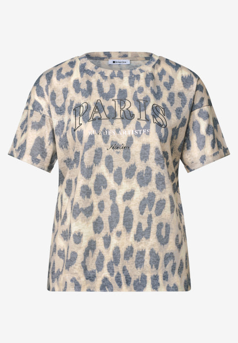 Street One T-Shirt im Ausbrenner-Look mit Leo-Print 325470