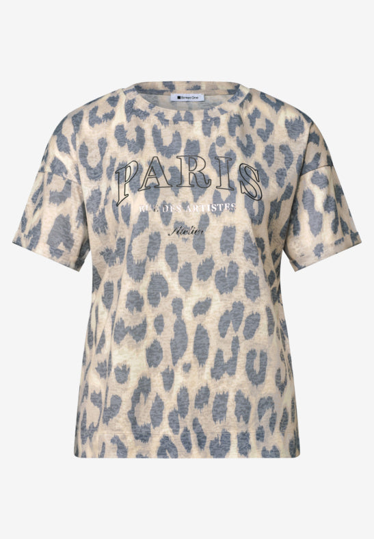 Street One T-Shirt im Ausbrenner-Look mit Leo-Print 325470