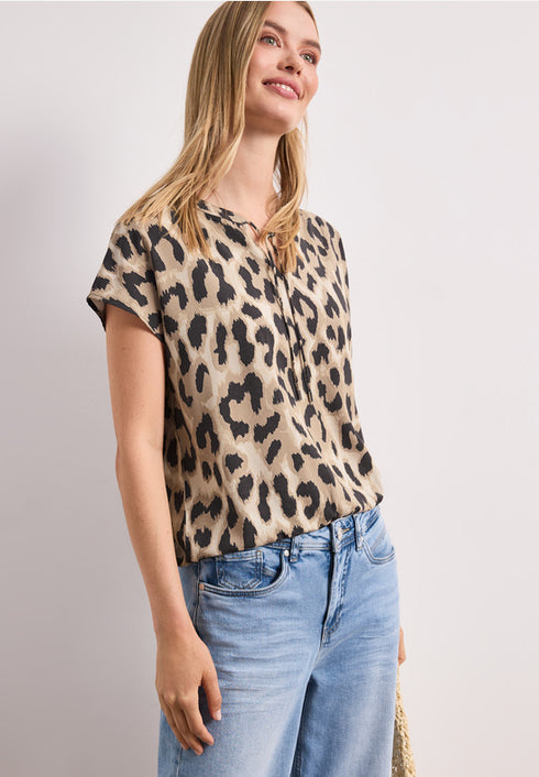 Street One Blusenshirt mit Split Neck und Smokdetail
