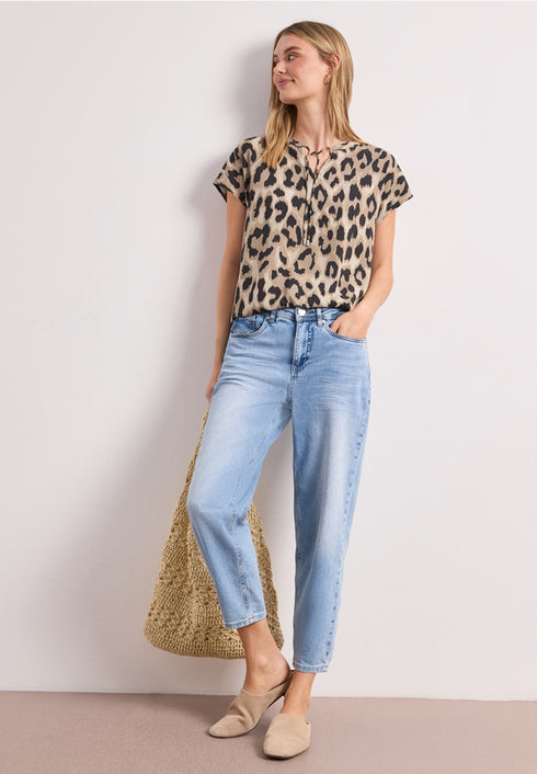 Street One Blusenshirt mit Split Neck und Smokdetail