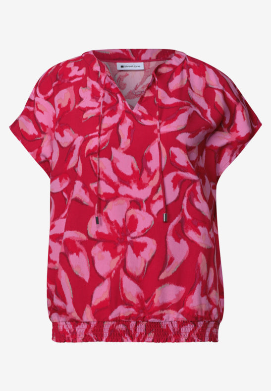 Street One Blusenshirt mit Split Neck und Smokdetail