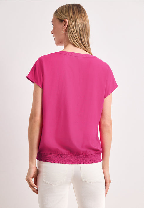 Street One Blusenshirt mit Split Neck und Smokdetail