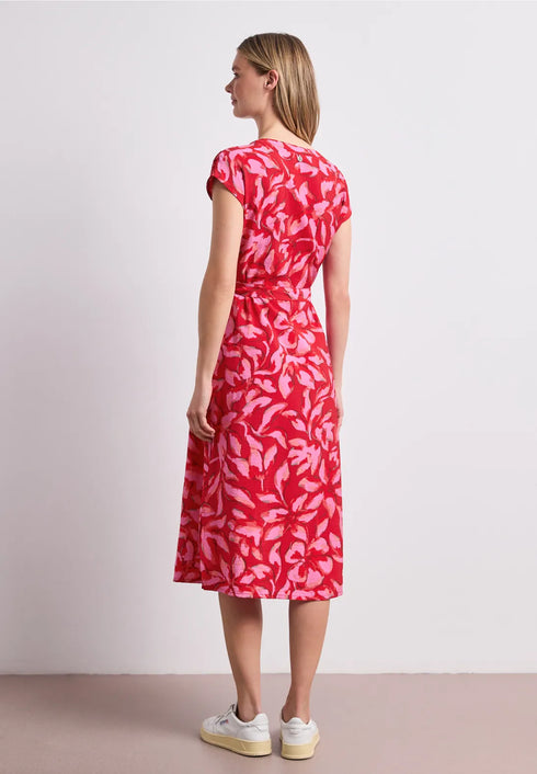 Street One Midi-Kleid mit Split Neck und Print