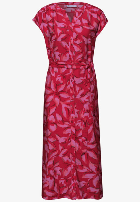 Street One Midi-Kleid mit Split Neck und Print