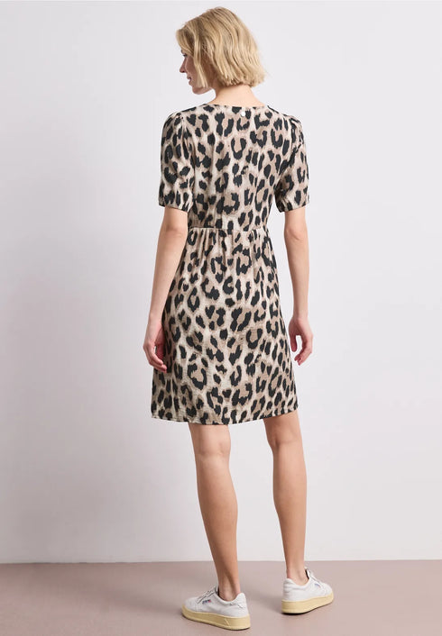 Street One Knielanges Kleid mit Split Neck und Print 144911