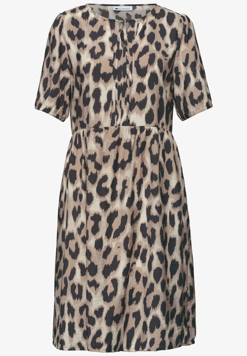 Street One Knielanges Kleid mit Split Neck und Print 144911