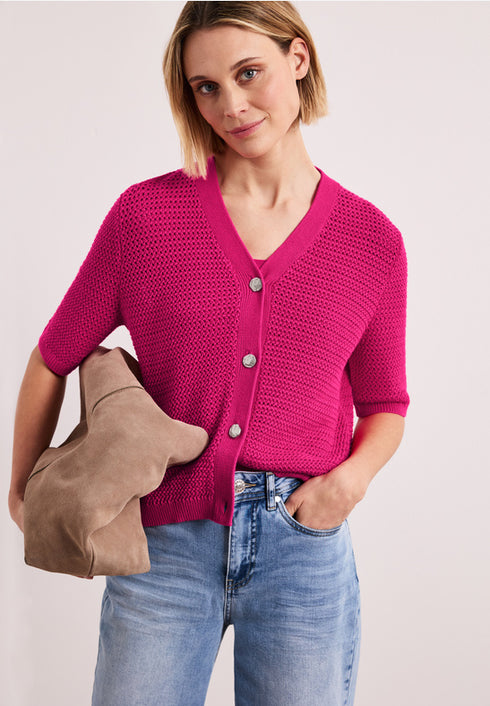 Street One Kurzarm Cardigan mit V-Neck und Struktur