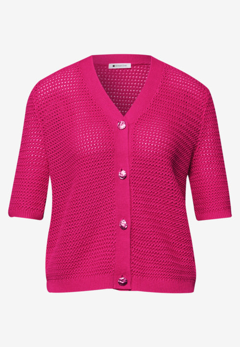Street One Kurzarm Cardigan mit V-Neck und Struktur