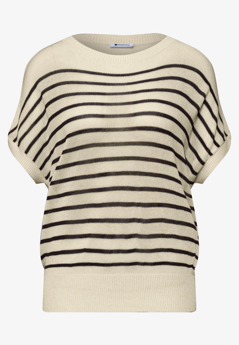 Street One sleeveless Pullover mit Boatneck und Streifen