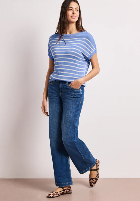 Street One sleeveless Pullover mit Boatneck und Streifen