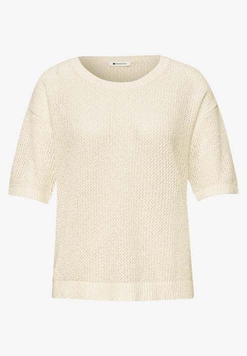 Street One Kurzarm Pullover mit Mesh-Struktur