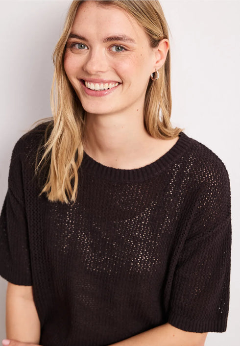 Street One Kurzarm Pullover mit Mesh-Struktur