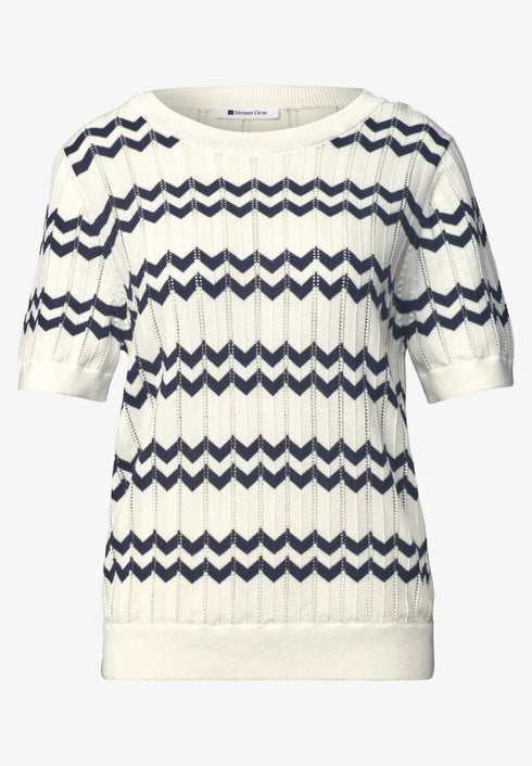 Street One - Bi-Colored Zig-Zag Sweater - 303965