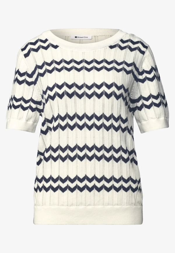 Street One - Bi-Colored Zig-Zag Sweater - 303965