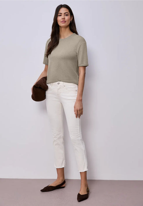 Street One T-Shirt mit Rundhals im Strick-Look