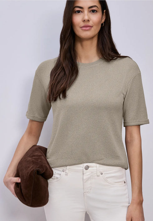Street One T-Shirt mit Rundhals im Strick-Look
