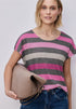 Street One T-Shirt mit gerundetem V-Neck und Streifen