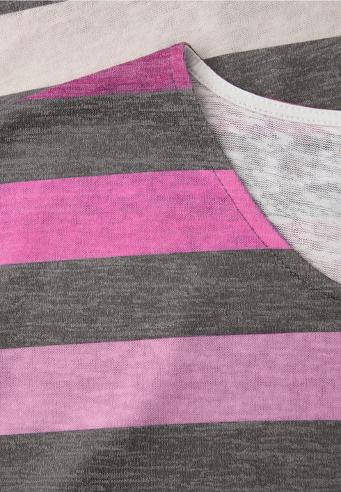 Street One T-Shirt mit gerundetem V-Neck und Streifen