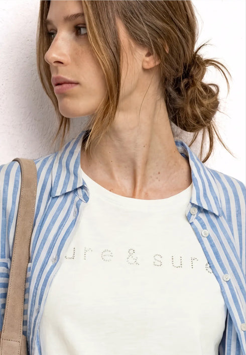 Street One T-Shirt mit Rundhals und Schmucksteinen