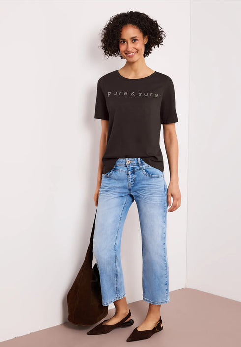 Street One T-Shirt mit Rundhals und Schmucksteinen