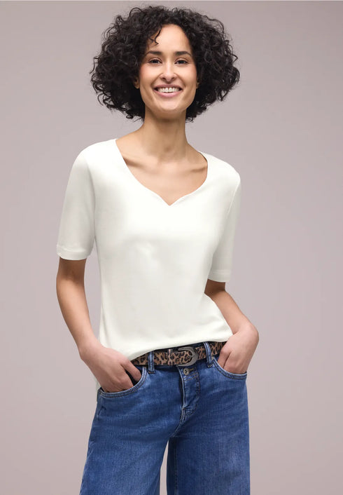 Street One Basic T-Shirt mit Herzausschnitt Style Ada 324775