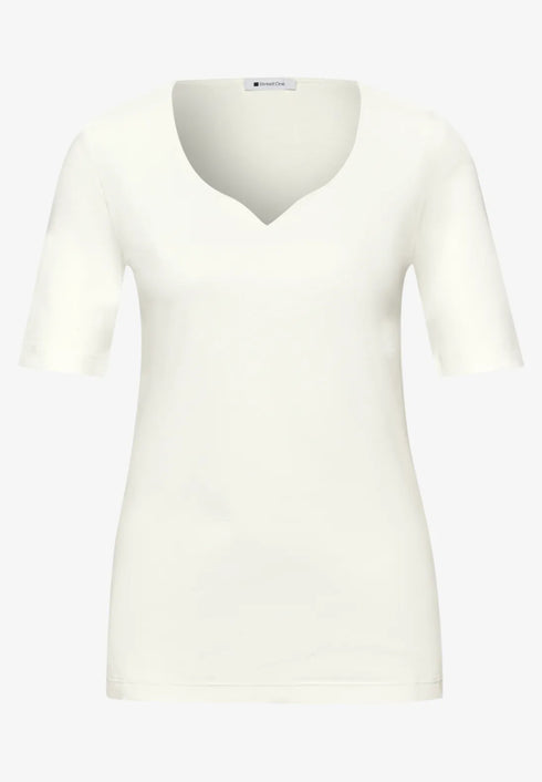 Street One Basic T-Shirt mit Herzausschnitt Style Ada 324775