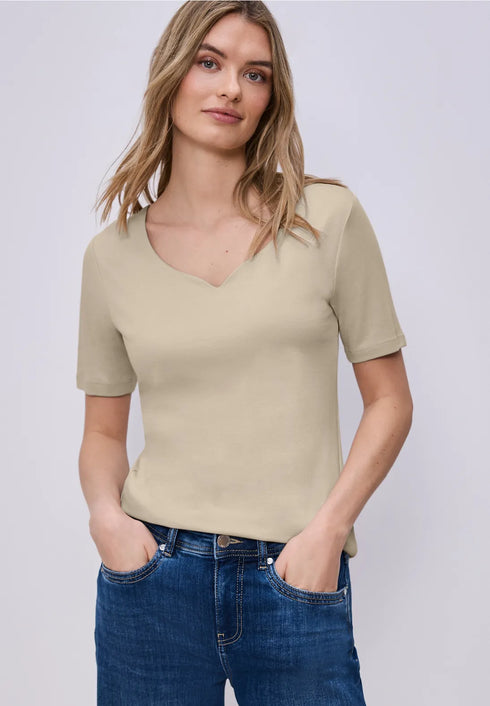 Street One Basic T-Shirt mit Herzausschnitt Style Ada 324775