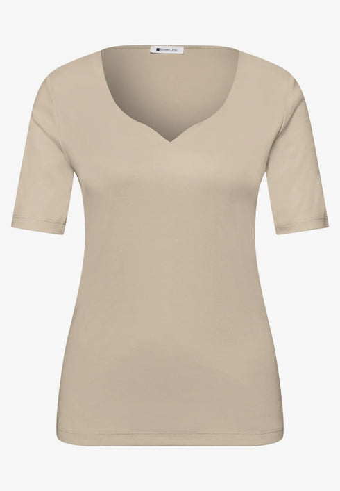 Street One Basic T-Shirt mit Herzausschnitt Style Ada 324775
