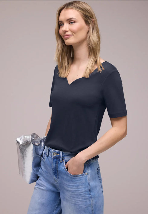 Street One Basic T-Shirt mit Herzausschnitt Style Ada 324775